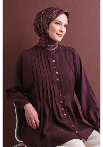 Armine Sura İpek Eşarp 2026-2027 - Sonbahar Kış-asm9609 Bordo
