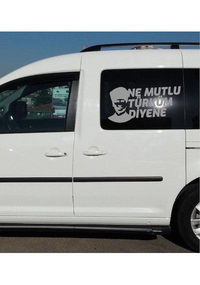 Ne Mutlu Türküm Diyene Sticker - Atatürk Türk Sticker - Araba Oto Motosiklet Karavan Sticker - 02505 12X6 Cm