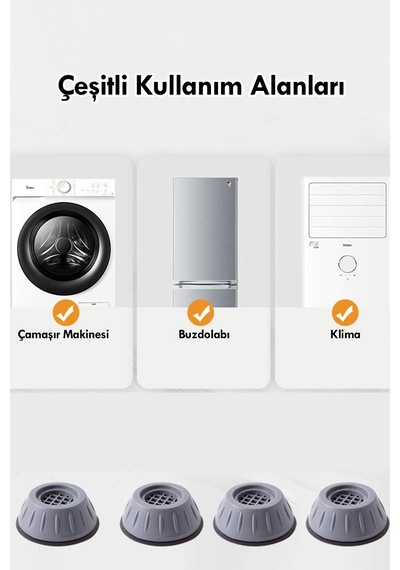 Masa Sabitleme 4lü Ayak Seti Kaydırmaz Stoper Güçlü Vantuz Pratik Çözümler Mutfak Banyo Güvenlik Gri Diğer