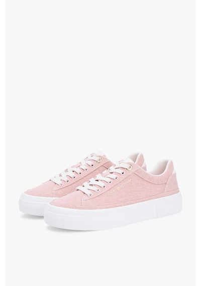 Tommy Hilfiger Th Foxing Platform Washed Canvas Pembe Kadın Sneaker-16270