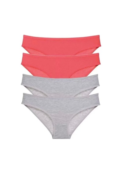 Modenya 4 Adet Süper Eko Set Likralı Kadın Slip Külot Fuşya Gri