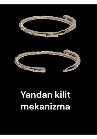 Zirkon Taşlı Gümüş Kelepçe Ve Ayarlanabilir Yüzük Seti - 925 Ayar Gümüş Yılan Set
