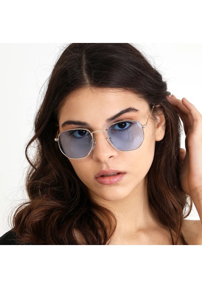 Beşgen Altın Navy Unisex Güneş Gözlüğü