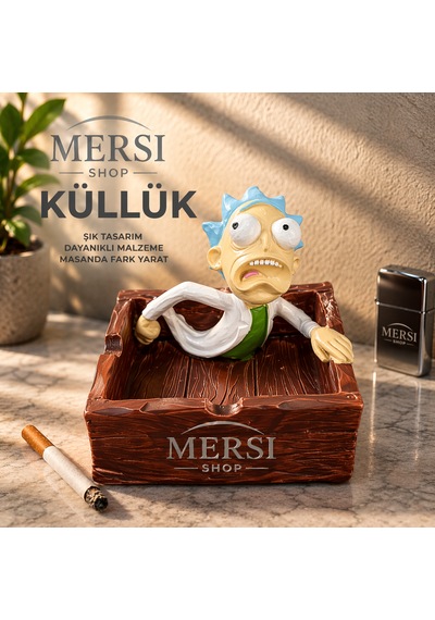 Rick Figürlü Seramik Küllük Dekoratif Karakter Tasarımlı Küllük