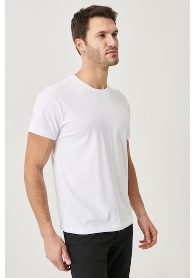 AC&Co / Altınyıldız Classics 4A4800000001BYZXS Slim Fit Bisiklet Yaka Kısa Kol Pamuklu Erkek Tişört Beyaz