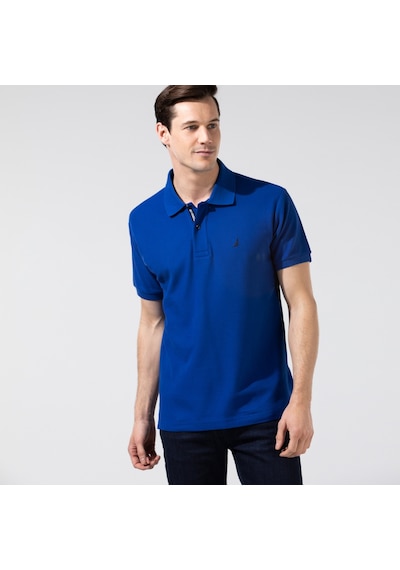 Nautica Nautıca Erkek Classıc Fıt Mavi Kısa Kollu Polo Düz K35000T Mavi