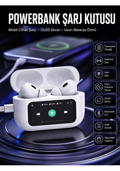 Kulak İçi Bluetooth Kulaklık Ekranlı Müzik Dinleme Çağrı Cevaplama Siyah Yeni Nesil 3