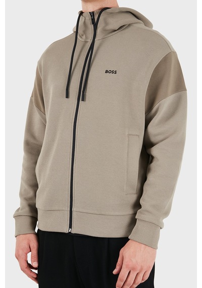 Boss Pamuklu Kapüşonlu Yaka Regular Fit Sweat Erkek Sweat 50563287 334 Bej