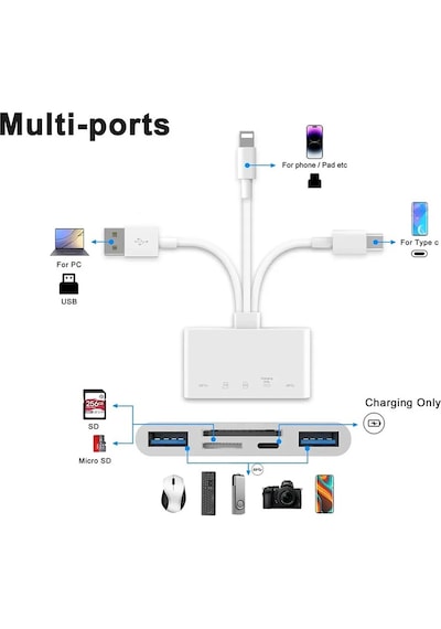 Type-c Usb Lightning Otg Apple iPhone  Uyumlu  Tf Sd Micro Kart Okuyucu Card Çevirici Dönüştürücü Adaptör