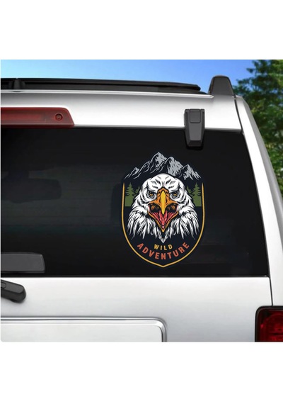 Vahşi Kartal Sticker - Wild Adventure Off Road 4x4 Kamp Sticker - Araba Oto Motosiklet Karavan Cam Sticker - 00051 50x36 Cm