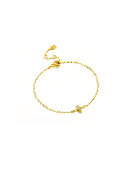 Brezza Lusso Jewelry 925 Ayar 18k Altın Kaplama Minimal Yıldız Kadın Bileklik Sarı
