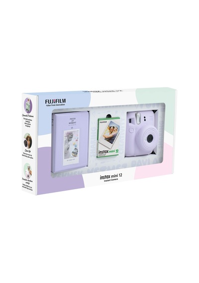Fujifilm Instax Mini 12 Fotoğraf Makinesi + 10'lu Film + Pvc Albüm Bundle Box Lila