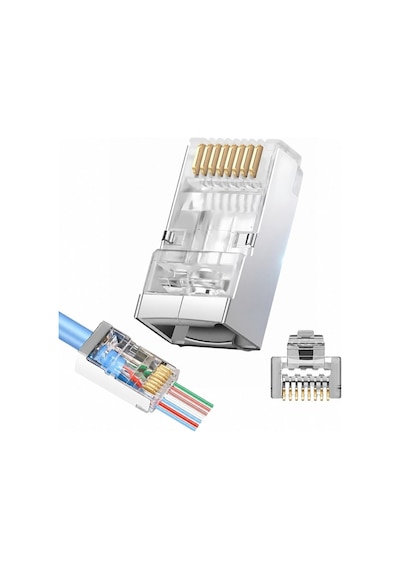 Primex Px-660m6 Cat6 Metal Rj45 Jack Utp Konnektör 100'lü Paket, Yeni Nesil Ağ Kablosu Ucu Ethernet
