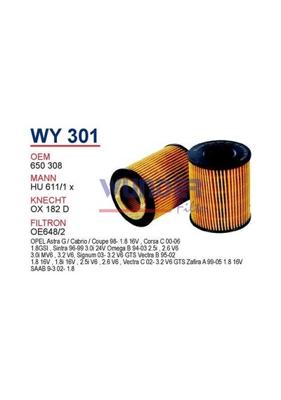 WUNDER WY301 YAĞ FİLTRESİ - OPEL VECTRA 1.8