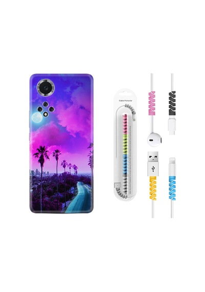 Huawei Nova 9 Kılıf Kablo Koruyuculu Purple Way 1843