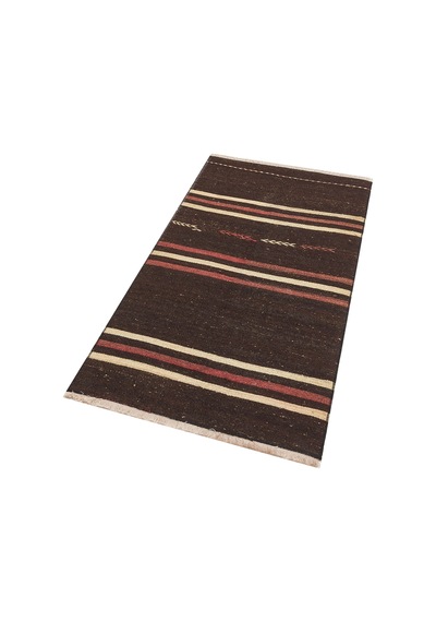 El Dokuma Çizgili Keçi Kılı Yün Kilim