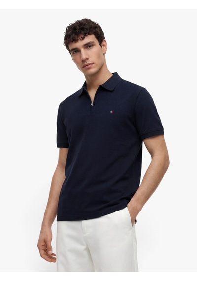 Tommy Hilfiger Merc Pıque Zıp Reg Polo Erkek Mavi T-shirt - Mw0mw43282