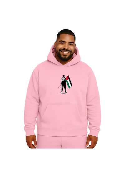 Benroma Özgür Filistin Baskılı Büyük Beden Unisex Sweatshırt Pembe