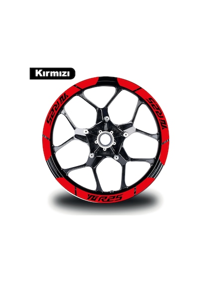 Kırmızı Yamaha Yzf R25 Geniş Jant Sticker Etiket Modeli
