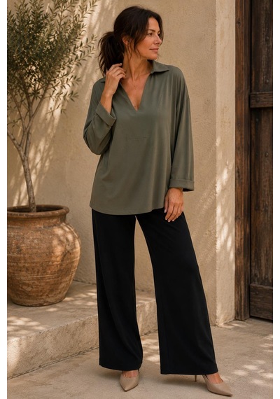 Alexandergardi V Yaka Dökümlü Oversize Bluz YEŞİL