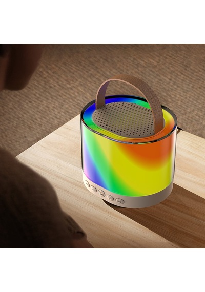 Lenyes S229 Rgb Işıklı Askılı Mikrofonlu Bluetooth Speaker Hoparlör V5.3 Bej