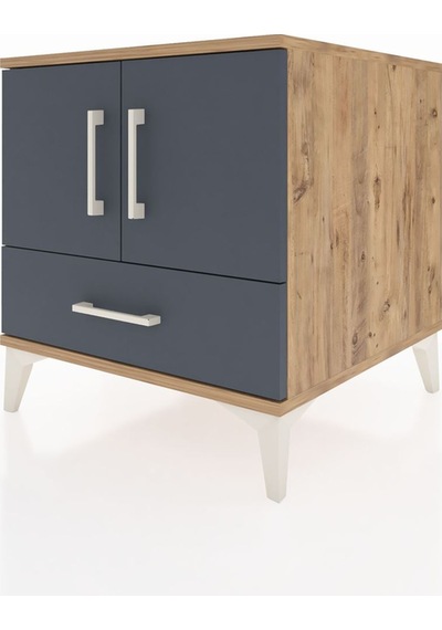 Kronos Komodin 2 Raflı Tek Çekmeceli 2 Kapaklı 60x59x64 Çam-a... Çam