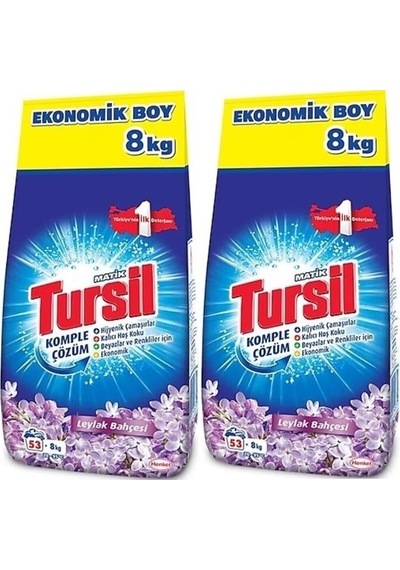 Tursil Matik  Leylak Bahçesi Toz Çamaşır Deterjanı 53 Yıkama 2 x 8 KG