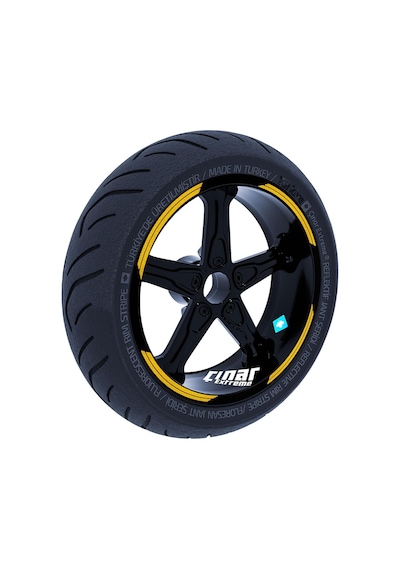 Double Stripe Tasarımlı Yaldızlı Gold Jant Şeridi Sticker Çınar Extreme