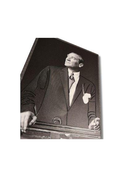 Atatürk Masaüstü Ahşap Tablo - Kabartmalı Baskı Şık Hediyelik 11x16 Cm No 5 3 Parça
