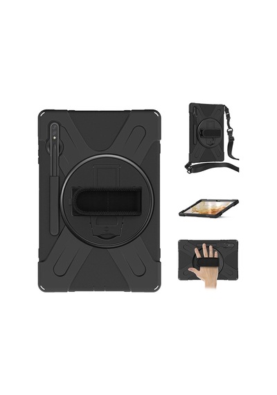 Mey İthalat Samsung Uyumlu Galaxy T737 Tab S7 Fe 12.4 Kılıf Amazing Tablet Kapak - Siyah Arka Kapak