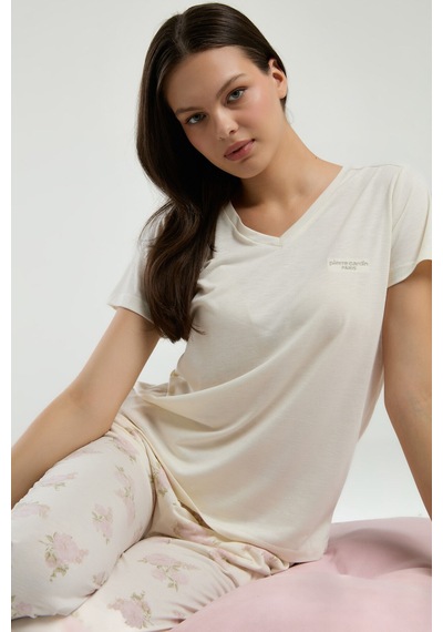 Pierre Cardin Kadın Beyaz Pijama Takımı Pc9006-s-v1 Beyaz