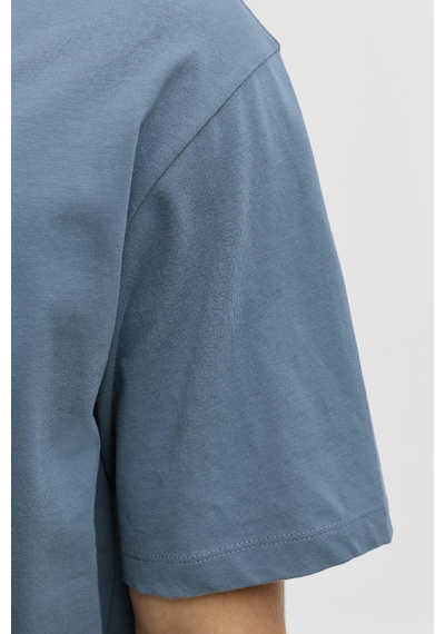 Jack & Jones Erkek Bisiklet Yaka Grafik Baskılı Tişört Mavi