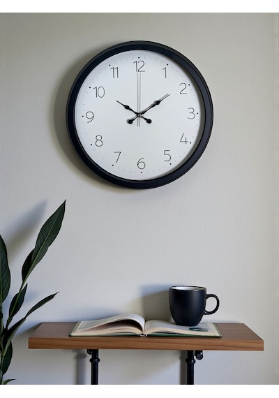 Pure Time Black 40 Cm Metal Duvar Saati Siyah