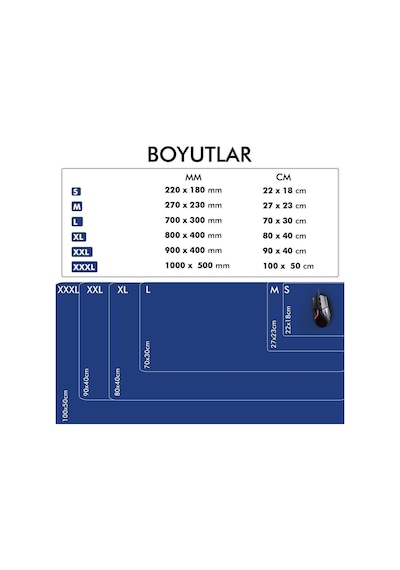 MP05 - 27x23 Medium Mavi Gaming Mousepad Ev, Ofis, Oyun