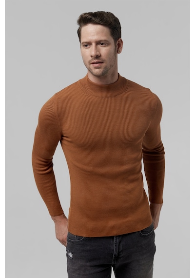 Twn Slim Fit Findik Kahve Rib Örgü Kazak 5ec0606317701 Fk1