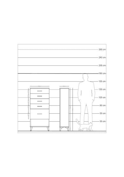 Arges Dolap 5 Çekmeceli 60x30x134 Antrasit-aytaşı Antrasit
