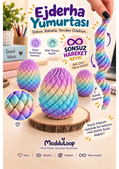 Stres Gideren Ejder Yumurtası Sonsuz Hareket - Renk Geçişli