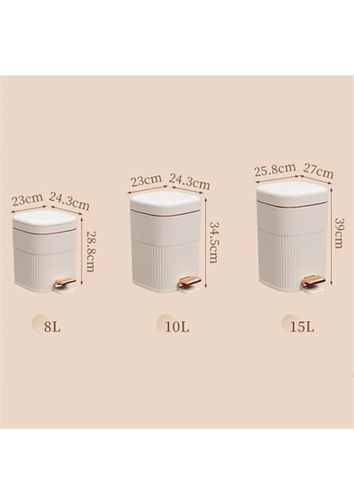 Tr 8/10/15 Litre Çöp Kovası, Darbe Emici Kapaklı, Retro Plastik, Basamak Açma, Oturma Odası, Yatak Odası, Banyo İ Genel