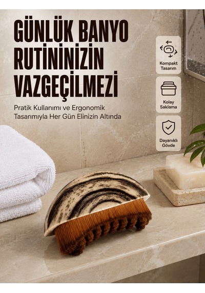 Masaj Fırçası Vücut Temizleme Fırçası Ahşap Desenli Yumuşak Kıllı