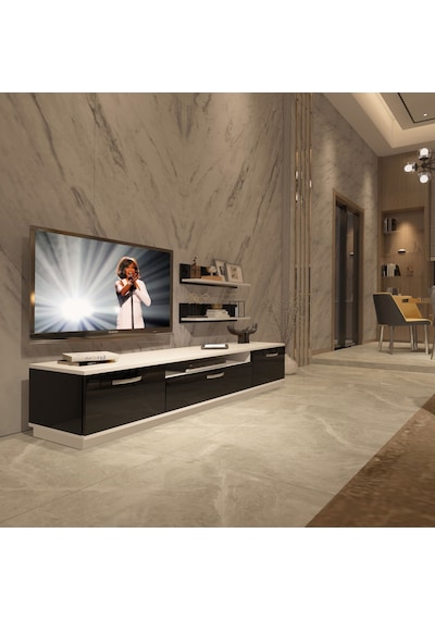 Decoraktiv Trio 4 Mdf Tv Ünitesi Tv Sehpası Beyaz - Siyah