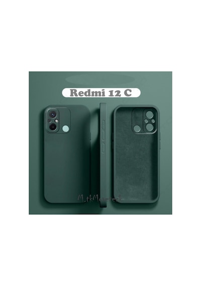 Xiaomi Redmi 12c Uyumlu Kılıf Kamera Korumalı Içi Kadife Süet Yumuşak Hisli Lansman Silikon Kapak Yeşil