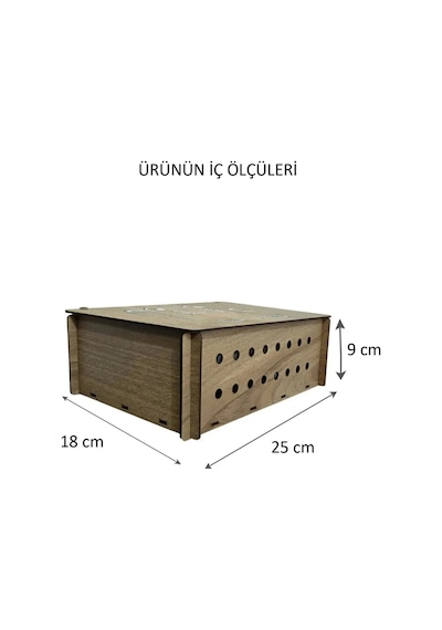 Modem Saklama Kutusu - 25x18x9 Cm Dekoratif Ahşap Modem Saklama Kutusu Modem Rafı Meşe Kahverengi