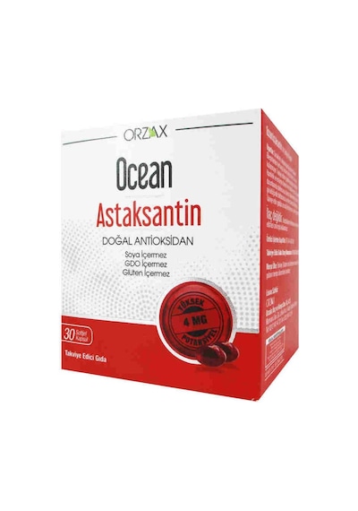 Ocean Astaksantin 30 Kapsül Doğal Antioksidan İçeren Takviye Edici Gıda