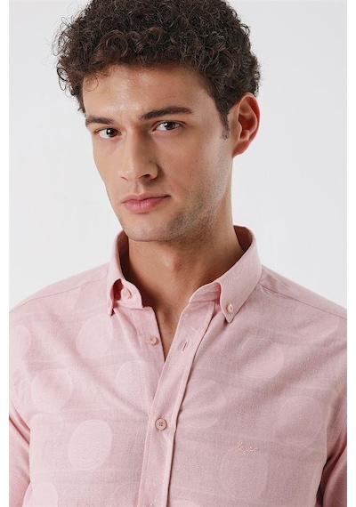 İmza Pudra Kısalabilir Kollu Desenli Jakarlıcepsiz %100 Pamuk Casual Slim Fit Gömlek 1004230183-pudra Pudra İmza Pudra Kısalabilir Kollu Desenli Jakarlıcepsiz %100 Pamuk Casual Slim Fit Gömlek 1004230183-pudra Pudra