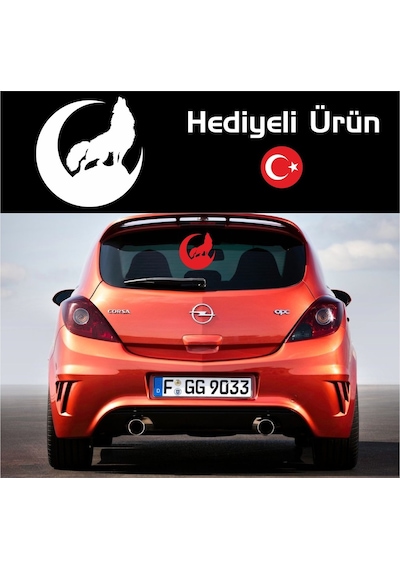 Oto Sticker Uluyan Bozkurt Hilal Kurt Araba Sticker