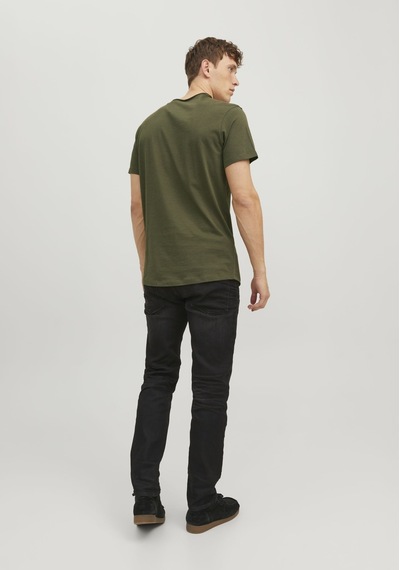 Jack & Jones Bisiklet Yaka Basic Tisört- Basher 12182498 Forest Night Koyu Yeşil