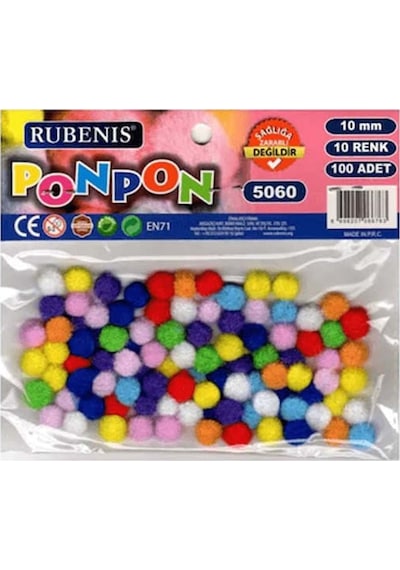 Rubenis Pon Pon 10 Mm 10 Renk Karşk 5060 Çok Renkli
