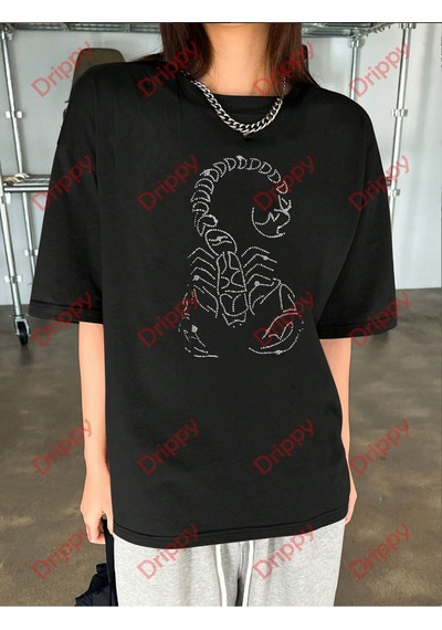 Flood Of Style Unisex Akrep Baskılı Tshirt Siyah