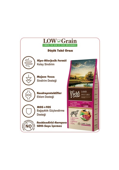 Sam's Field Hypo Allergenic Kuzu Etli Düşük Tahıllı Büyük Irk Yetişkin Köpek Maması 2500 G