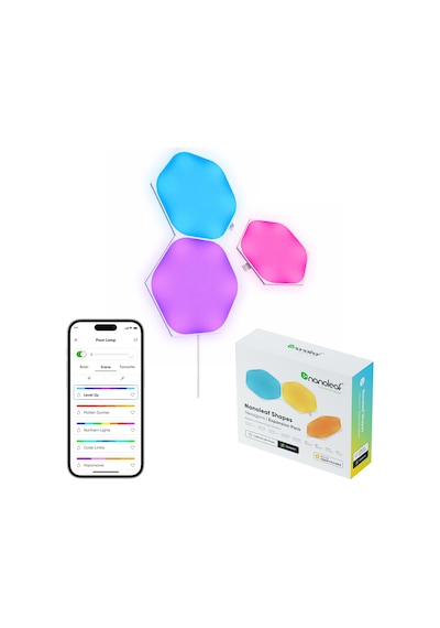 Nanoleaf Altıgen Akıllı Rgbw Duvar Paneli Genişletme Paketi App Kontrollü, 3 Parça, Beyaz, Google Ho RGB